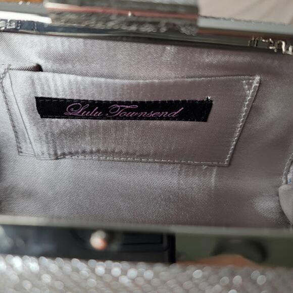 Lulu Townsend Silver Bling Purse with Chain Strap & Clasp | Vintage Style - Picture 4 of 7